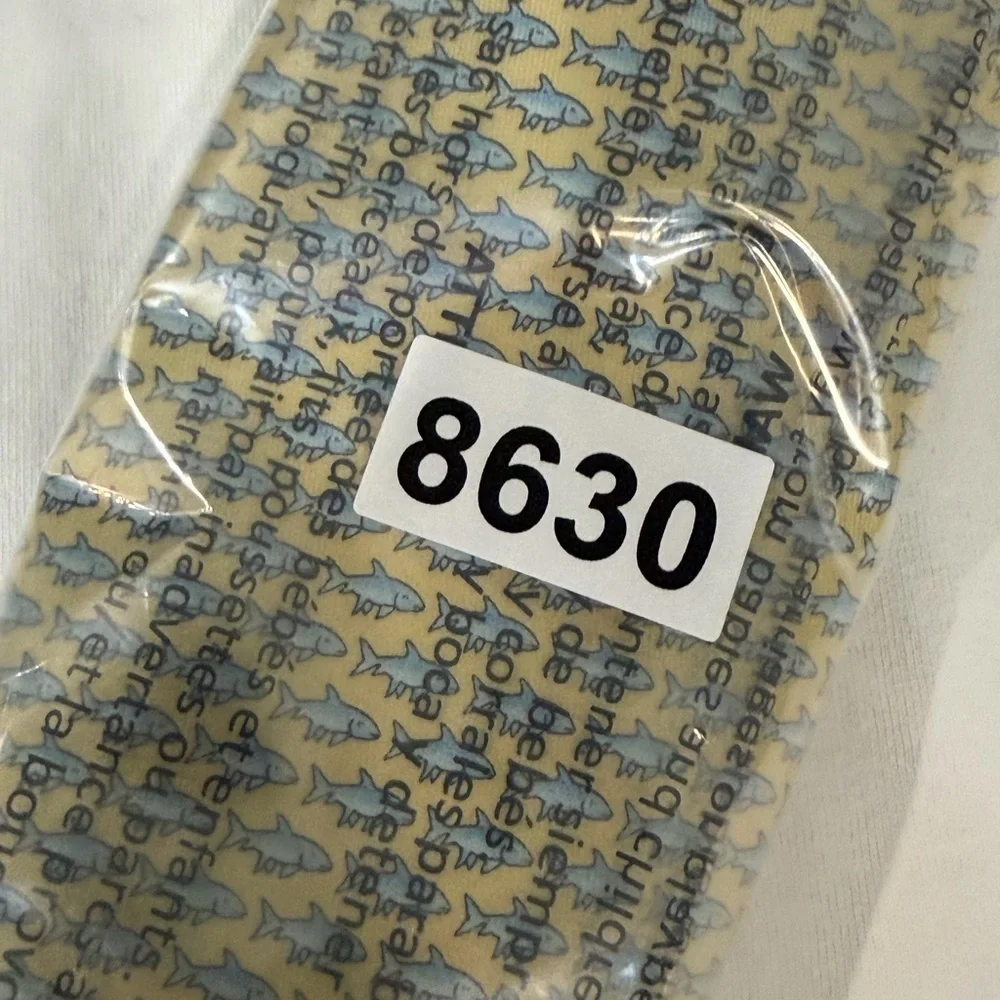 Vineyard Vines Yellow and Blue Shark Pattern All Over Print 100% Silk Tie